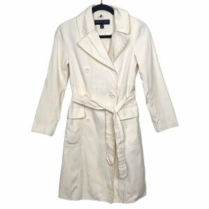 Kenneth Cole New York Ivory Tie Waist Trench Coat